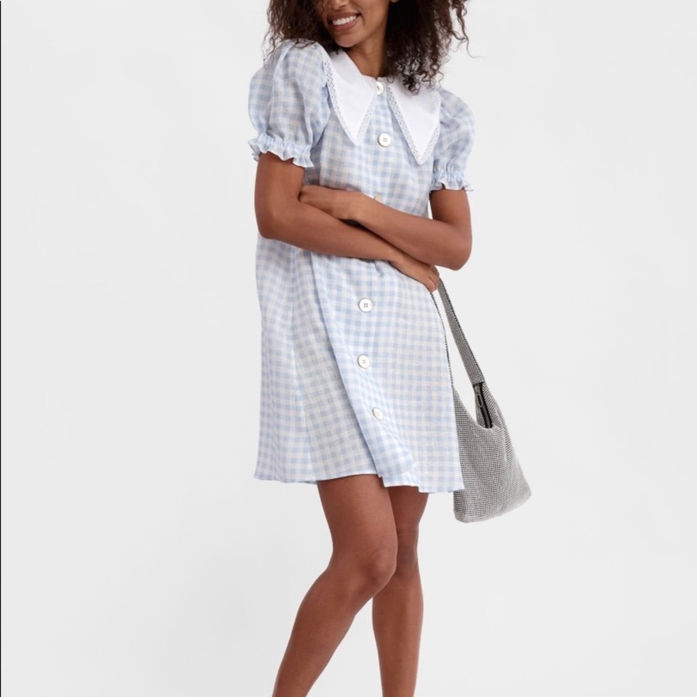 SLEEPER Marie Linen Dress in Blue Vichy
